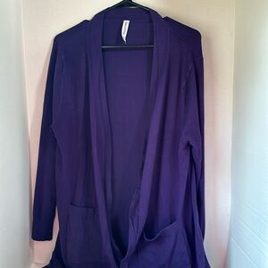 Zenana outfitters purple long line open front cardigan size 1X
